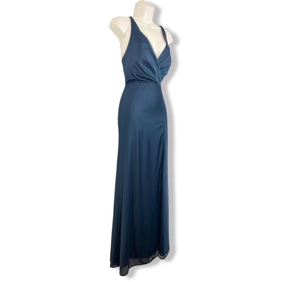 Azazie Navy full length bridesmaid dress - Picture 3 of 7